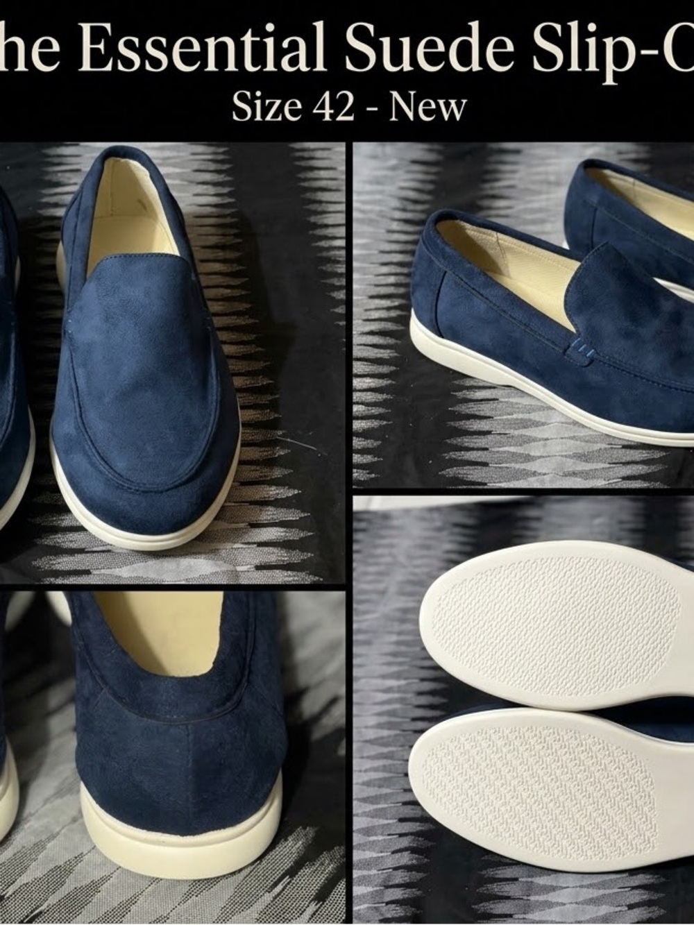Essential Suede Slip-On Sneakers - Navy Men’s Sz 9
